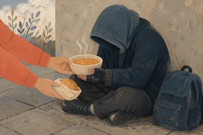 Warm Meal Shared With Unhoused Neighbor