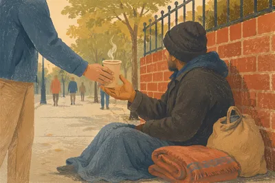 Compassionate Meal Sharing on Urban Sidewalk
