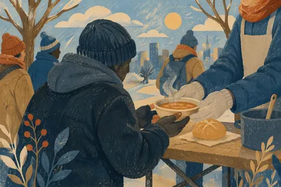 Winter Outreach Meal in Public Park