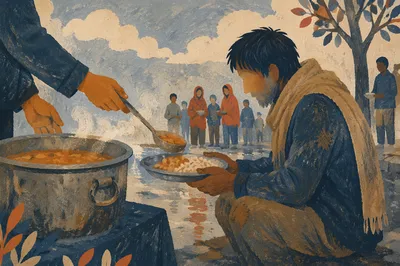 Compassionate Meal Service on a Rainy Roadside