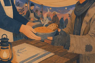 Warm Soup Shared With Homeless Neighbor