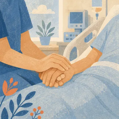 Hospital Bedside Prayer and Comforting Hands