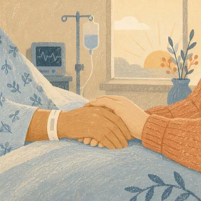 Tender Hospital Bedside Prayer and Hand Holding