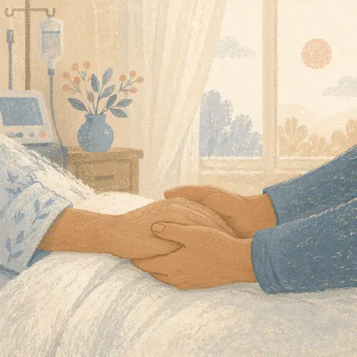 Hospital Bedside Prayer Holding Patient Hand