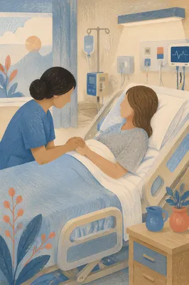 Hospital Bedside Prayer and Comforting Hand