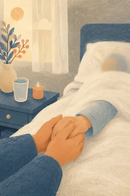 Hospital Bedside Prayer with Comforting Hands