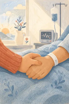 Hospital Bedside Prayer with Clasped Hands
