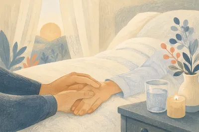 Hospital Bedside Prayer in Gentle Dawn Light