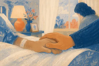 Tender Hospital Bedside Prayer Holding Patient Hand
