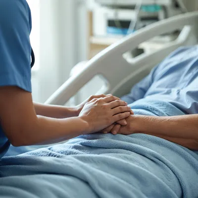 Hospital Bedside Prayer and Comforting Hands