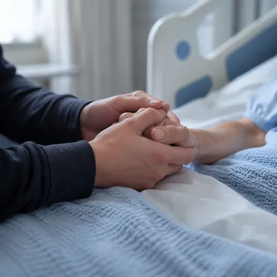 Hospital Bedside Prayer and Comforting Hands