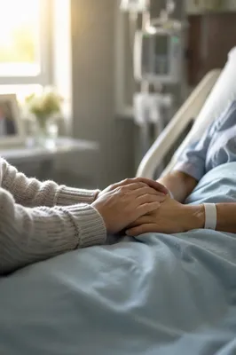 Hospital Bedside Prayer With Clasped Hands