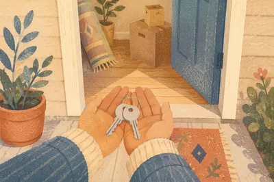 New Home Keys at Open Doorstep