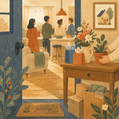 Warm Housewarming Welcome in New Home