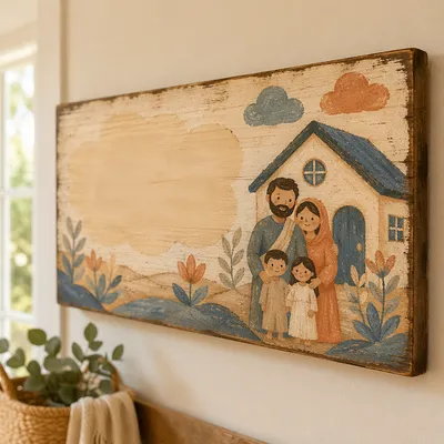 Rustic Housewarming Welcome Sign by Entryway