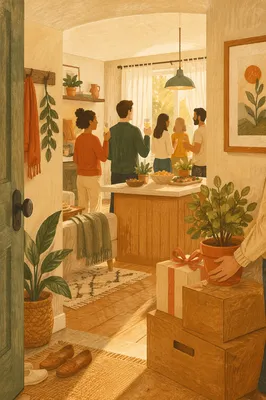 Warm Housewarming Welcome in a New Home
