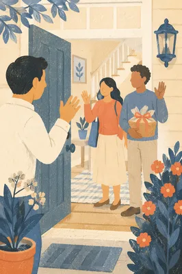Warm New Home Welcome at Door
