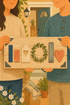 Warm Housewarming Welcome Sign at New Home