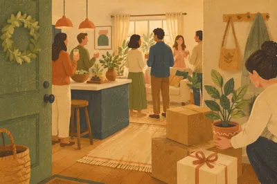 Warm Housewarming Welcome in a New Home