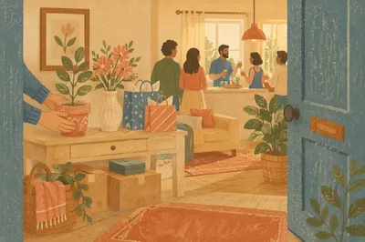 Cozy New Home Housewarming Welcome Scene