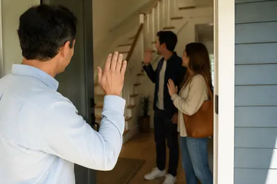 Warm Housewarming Welcome at New Home Door
