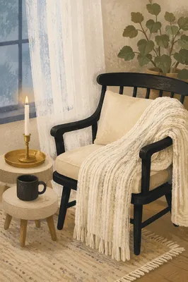 Cozy Hygge Living Room with Candlelight