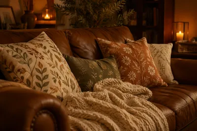 Warm Hygge Living Room Candlelight Evening