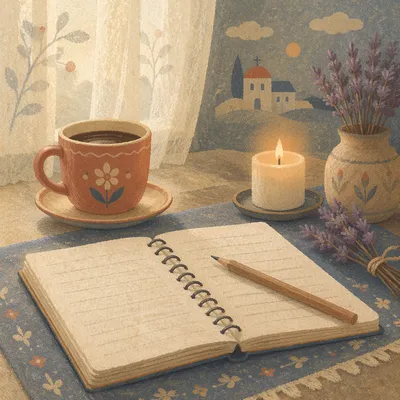 Quiet Morning Journaling with Coffee and Candle