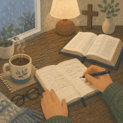 Quiet Morning Devotion with Coffee and Journal