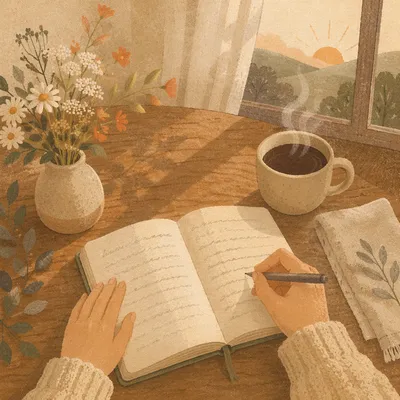 Quiet Morning Coffee Journaling by Window