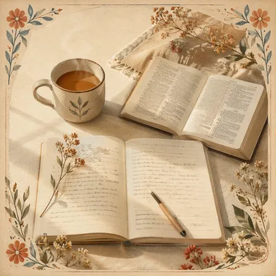 Morning Journal and Coffee by Window