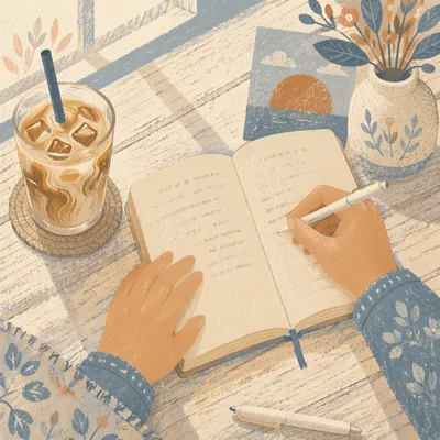 Quiet Morning Journaling with Iced Coffee