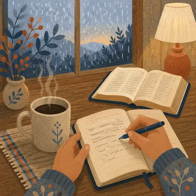 Morning Journaling with Coffee by Window