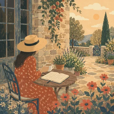 Quiet Morning Journaling with Coffee on Patio