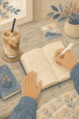 Quiet Morning Journaling With Iced Coffee