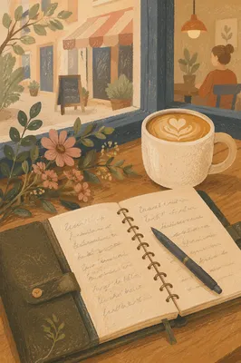 Cozy Morning Journaling with Coffee and Flowers