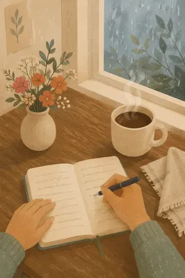 Quiet Morning Coffee Journaling at Kitchen Table