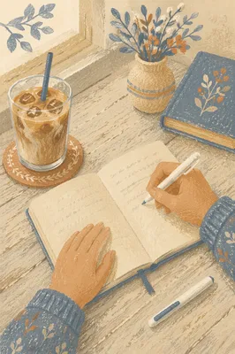 Quiet Morning Journaling with Iced Coffee