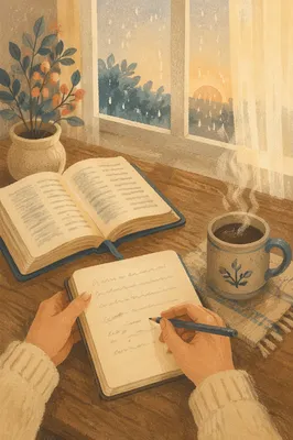 Morning Journaling with Coffee by Window