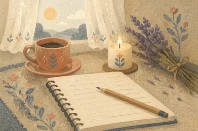 Quiet Morning Journaling with Coffee and Candle