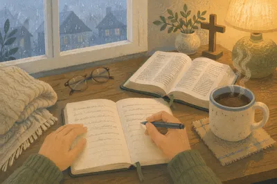 Quiet Morning Devotion with Coffee and Journal
