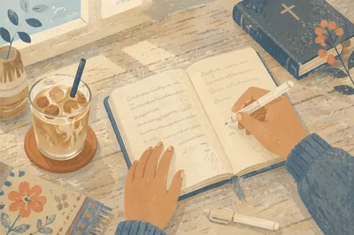 Quiet Morning Journaling with Iced Coffee