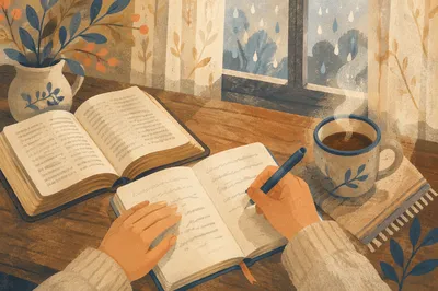 Morning Writing with Coffee by Window
