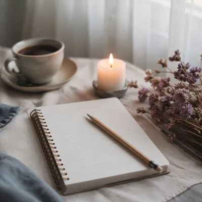 Quiet Morning Journaling with Coffee and Candle