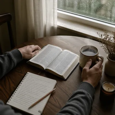 Quiet Morning Coffee and Open Bible