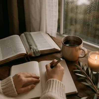 Morning Journaling with Coffee by Window