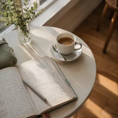 Quiet Morning Journal and Coffee Table