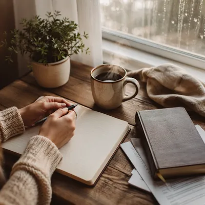 Morning Quiet Time with Journal and Coffee