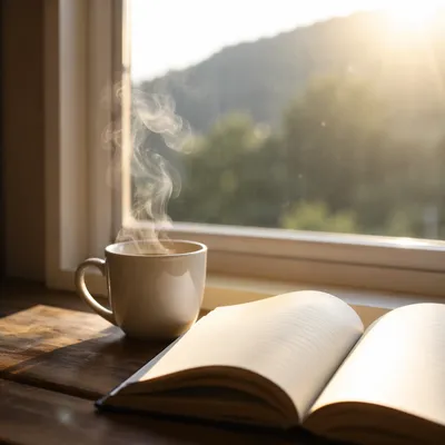 Quiet Morning Coffee and Journal by Window
