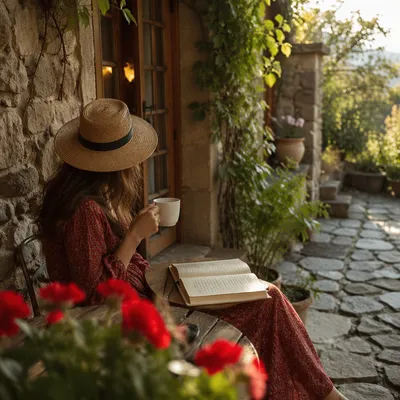 Quiet Morning Journaling With Coffee on Patio